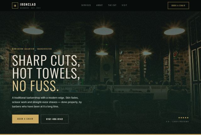 Ironclad Barbers website design