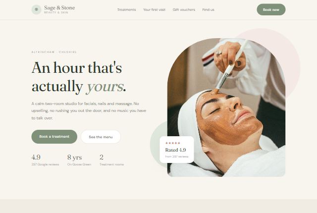 Sage & Stone beauty studio website design
