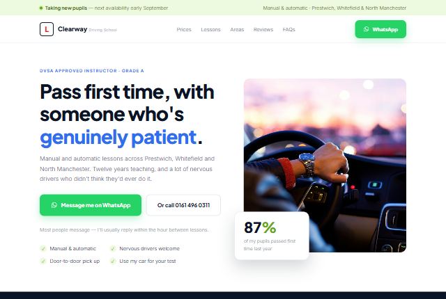 Clearway Driving School website design