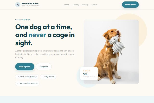 Bramble & Bone dog grooming website design